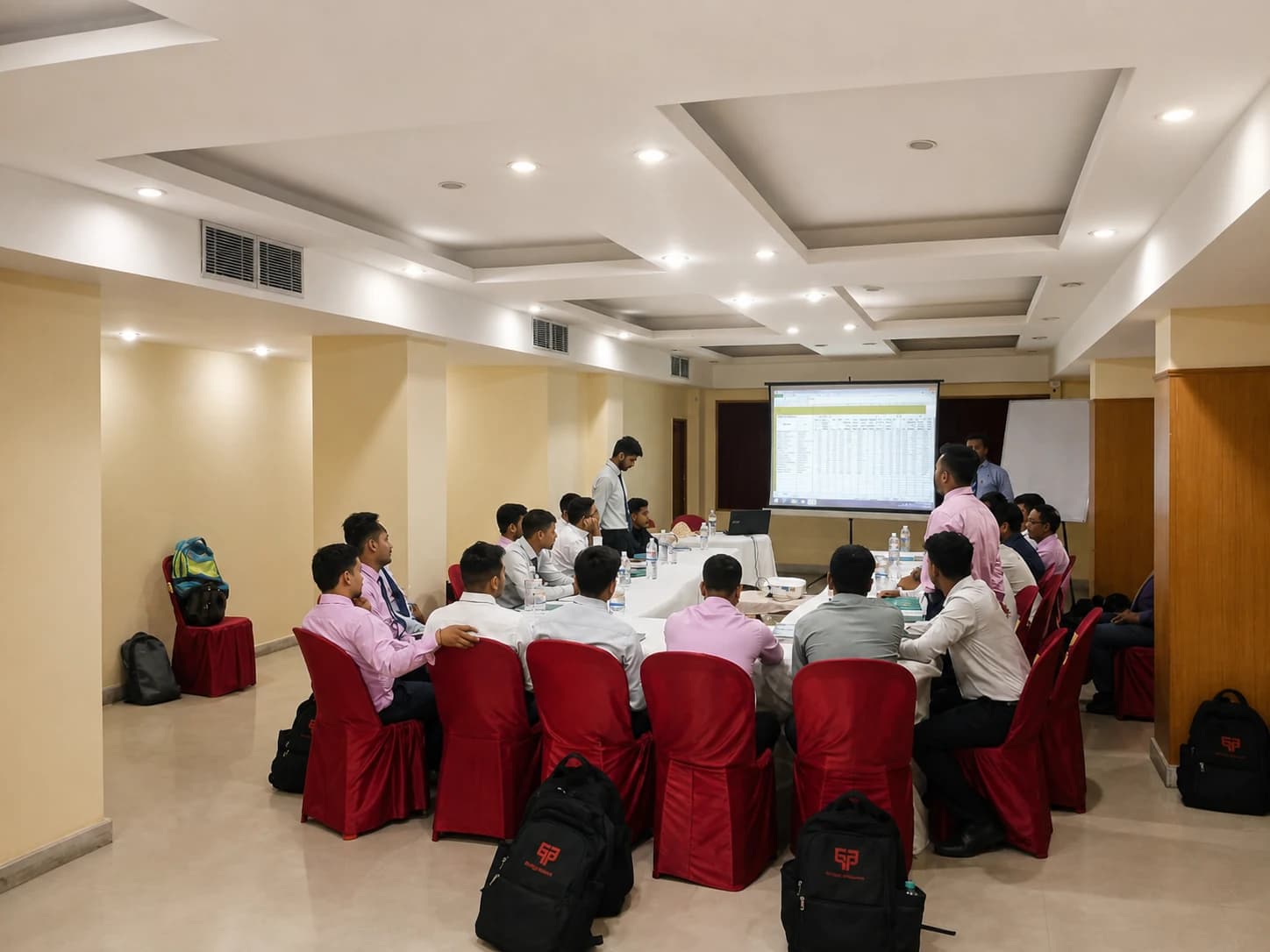 Corporate seminar in session at Hotel Ambarish Grand Residency banquet hall